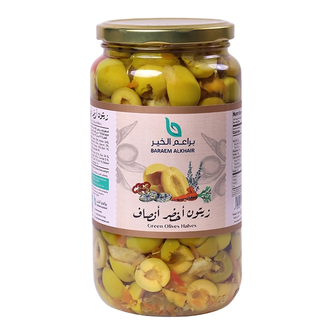 زيتون أخضر أنصاف