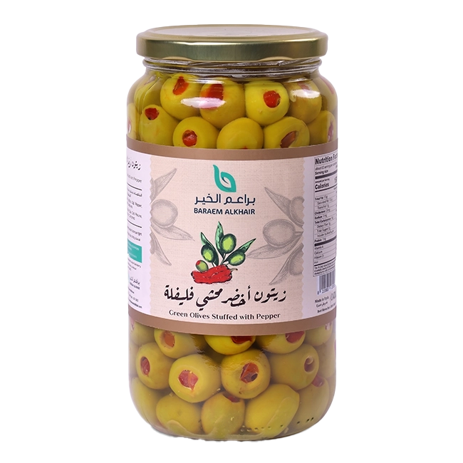 زيتون أخضر محشي فليفلة